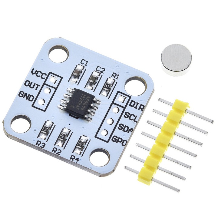 AS5600 mágneses enkóder szenzor, 12 bites, szögmérés mágneses indukcióval, Arduino kompatibilis