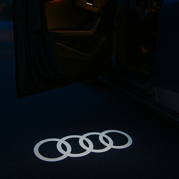 Set 2 proiectoare LED pentru usi, Logo Audi, Compatibil Audi A1/A2/A3/A4/A5/A6/A7/A8/Q3/Q5/Q7/S/RS, Plug&Play