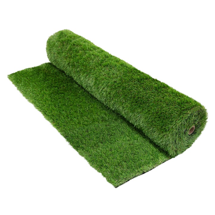 Изкуствена трева ECD Germany 35 мм, ролка 100 x 200 см, 2м² зелена, декоративен килим от трева за открито, басейн, тераси и градини, естествен и мек вид, водоустойчива и устойчива на атмосферни влияния