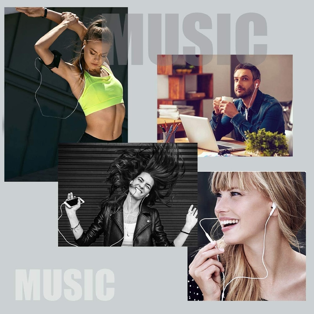 Casti cu Fir USB-C, Half In-Ear, Alb, pentru Adulti