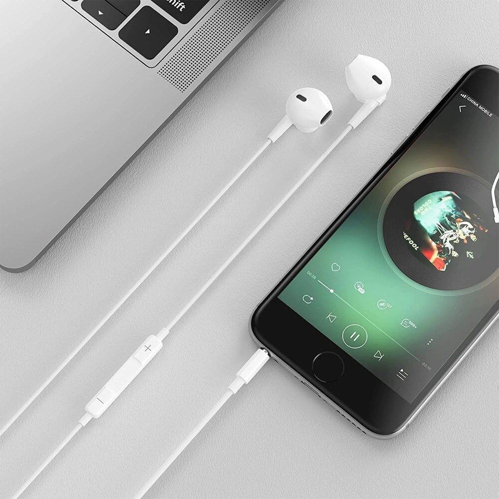 Casti cu Fir USB-C, Half In-Ear, Alb, pentru Adulti
