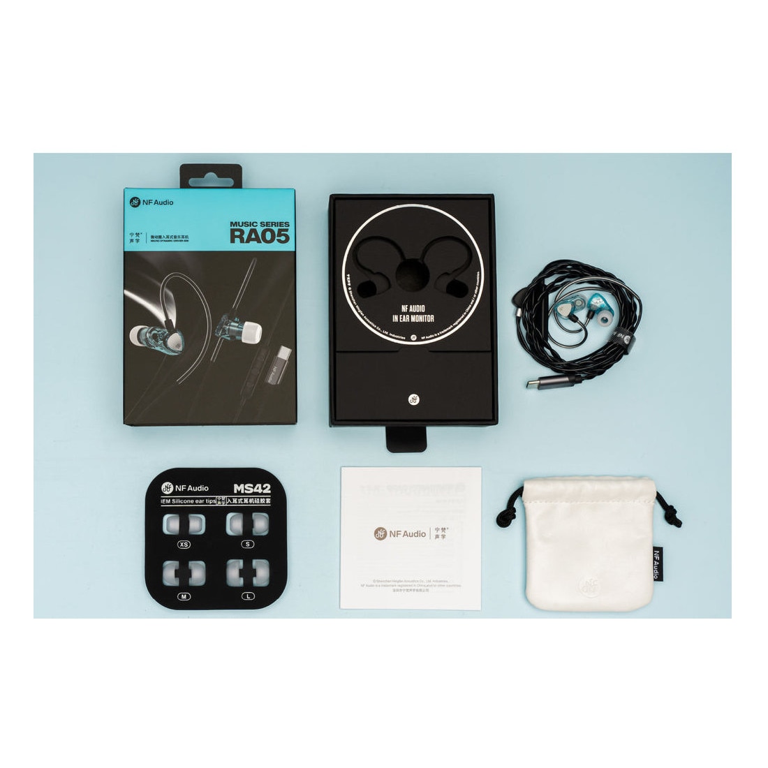 Casti In-Ear, NF ACOUS, RA05, Roz, USB-C, 4 perechi dopuri silicon