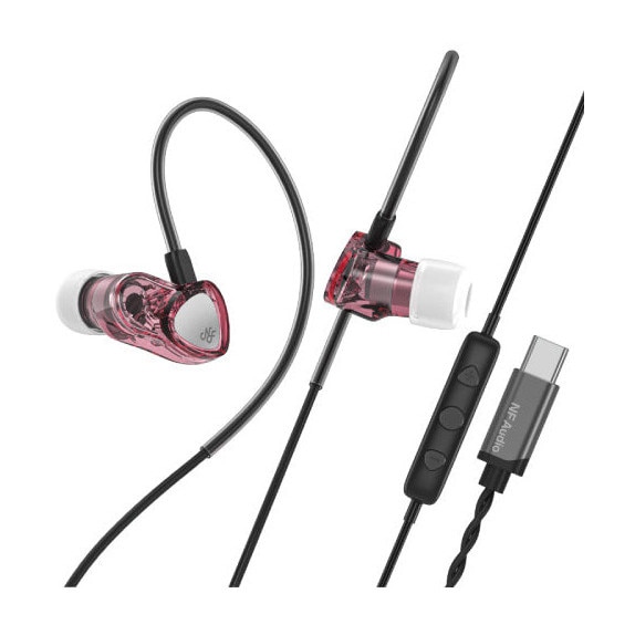 Casti In-Ear, NF ACOUS, RA05, Roz, USB-C, 4 perechi dopuri silicon