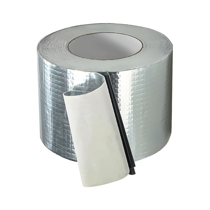 Banda Adeziva Etansare Acoperis, FONIX AquaShield Pro, Folie Aluminiu cu Strat Bituminos, Auto-adeziv, Hidroizolatie Universala Pentru Reparatii, 10cm x 10m, Rezistenta La Apa si Intemperii, pentru Jgheaburi, Burlane, Fisuri, Argintiu