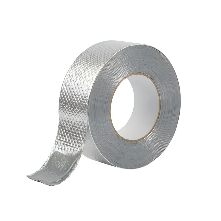Banda Adeziva Etansare Acoperis, FONIX AquaShield Pro, Folie Aluminiu cu Strat Bituminos, Auto-adeziv, Hidroizolatie Universala Pentru Reparatii, 5cm x 10m, Rezistenta La Apa si Intemperii, pentru Jgheaburi, Burlane, Fisuri, Argintiu