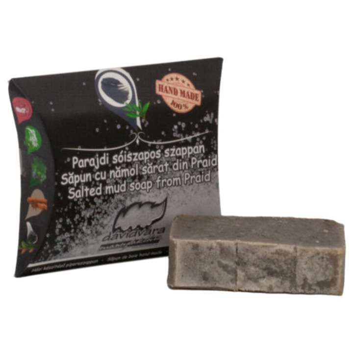Săpun handmade DAVIDVARA cu nămol sărat, 70 gr, Unisex, 10x8cm
