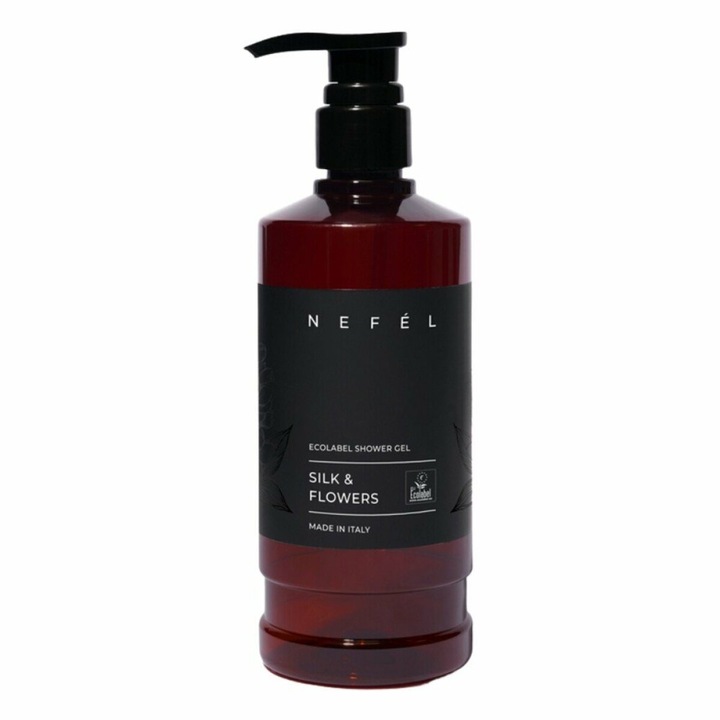 Gel de duș NefÉl Silk & Flowers, 480ml, unisex, certificat Ecolabel
