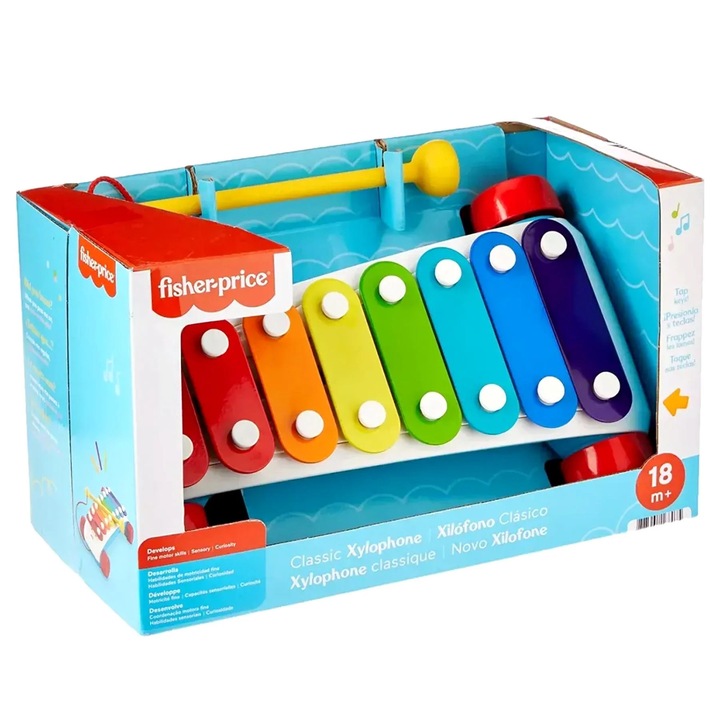 Jucărie interactivă, Fisher-Price, xilofon clasic, multicolor, 18 luni