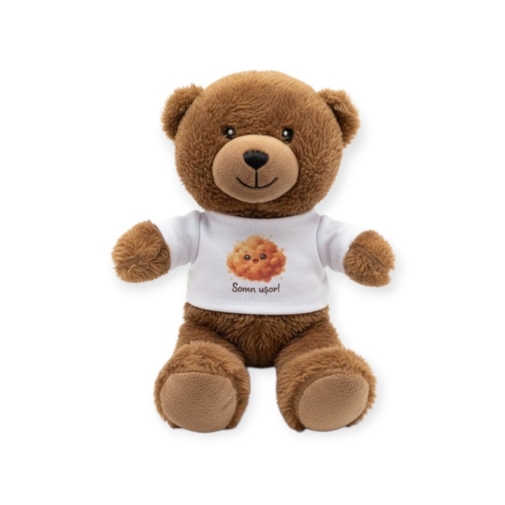 Ursuleț de plus interactiv, cu cod QR, 4 povești audio, maro, 25 cm