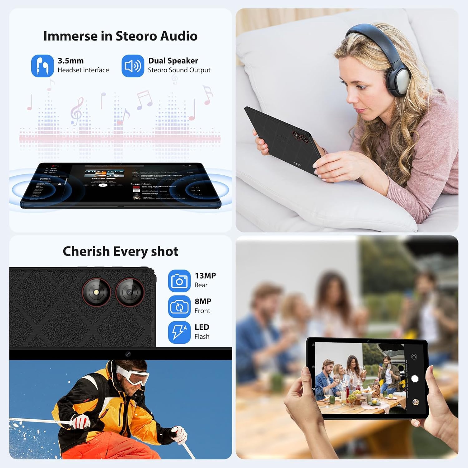Tabletă 11", BEYNIVAN, Octa-Core, 36GB RAM, 512GB ROM, Negru, set complet cu tastatură Bluetooth, mouse și căști