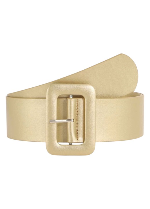 Női öv, világos bézs-arany, ökológiai bőr, 4,8cm x 92cm