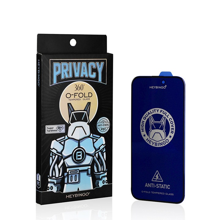 Folie sticla securizata Privacy pentru iPhone 13 Pro, HEYBINGO, O-FOLD, 9H, anti-spionaj, 9D Full Cover, rezistenta la zgarieturi, protectie ecran