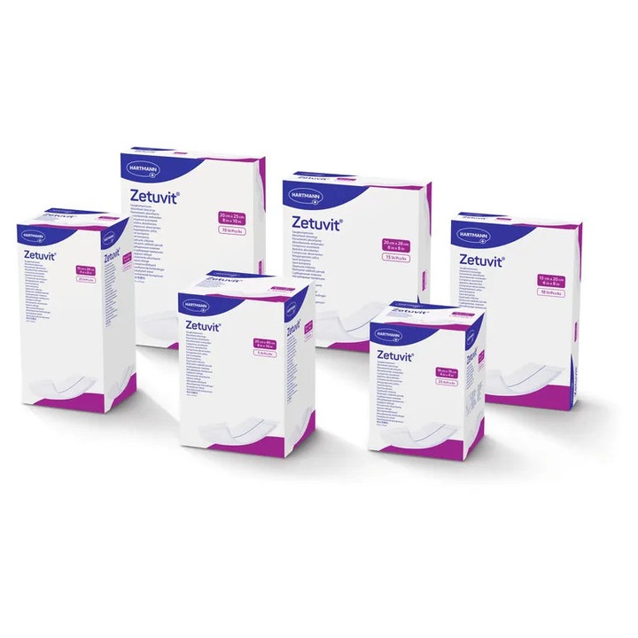 Compresa cu celuloza, superabsorbante, sterile, 10 x 20 cm, Hartmann Zetuvit®