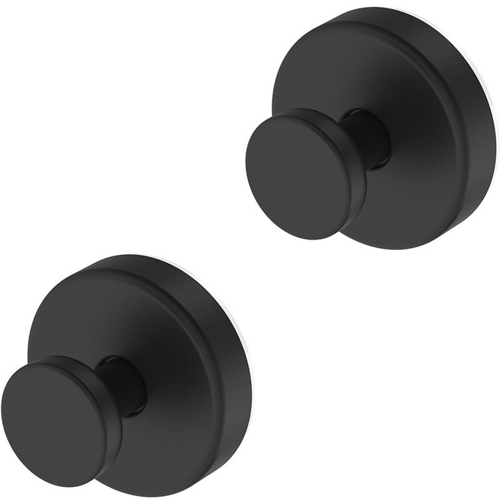 Set de 2 suporturi prosoape, Kraftverdia, suport pentru prosoape, inox, Design detasabil, potrivit pentru ferestrele din baie, usile de sticla si pereti, negru