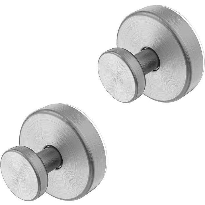 Set de 2 suporturi prosoape, Kraftverdia, suport pentru prosoape, inox, Design detasabil, potrivit pentru ferestrele din baie, usile de sticla si pereti, argintiu