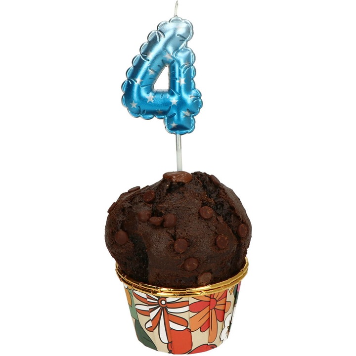 Gyertya, Towar na Festyny, 4-es szám, 6cm, kék csillagokkal