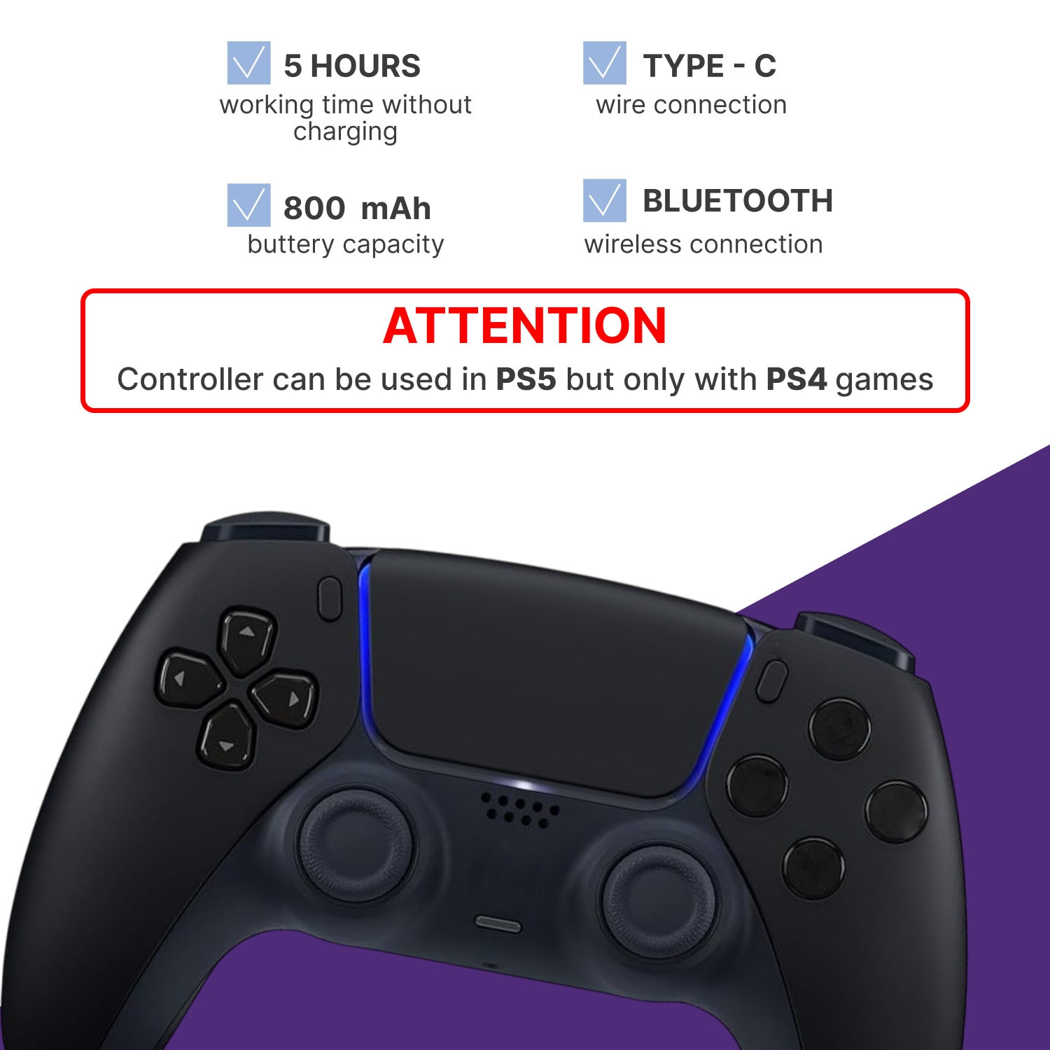 Controller Wireless Dual-Sense pentru PS5/PS4/PS4 PRO/PS4 SLIM, negru, senzor de mișcare, încărcător dual inclus