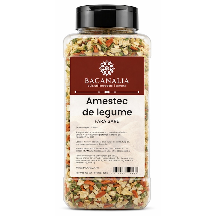 Amestec de legume uscate Bacanalia, fara sare, 300g, pentru supe si ciorbe