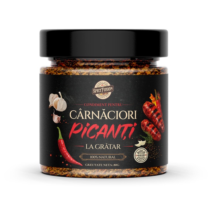 Mix condimente SpiceFusion pentru Carnaciori Picanti la Gratar, 80g, 100% natural, aromă intensă, picant