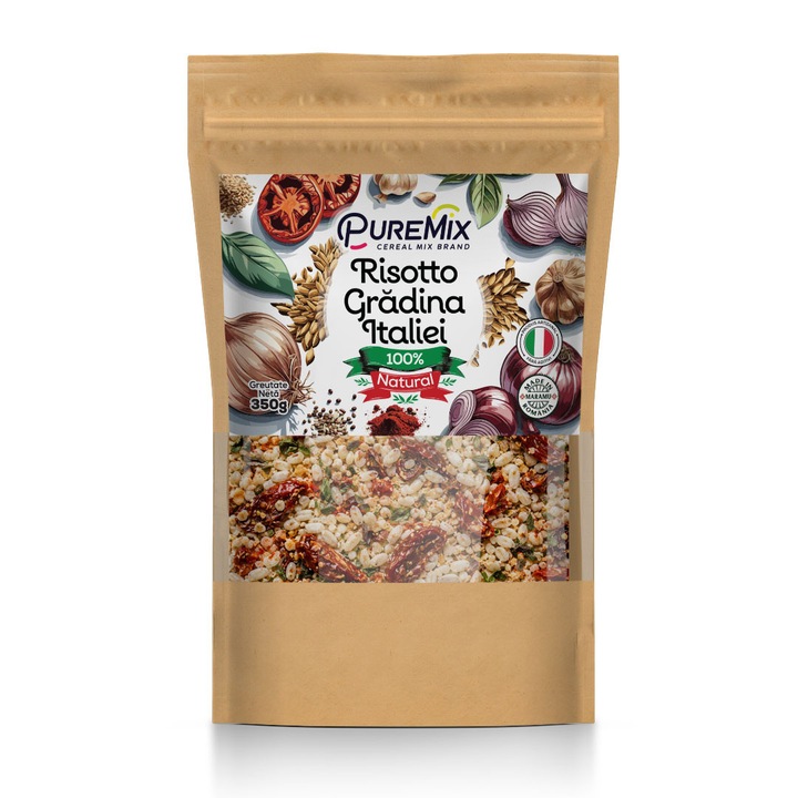 Mix condimente PureMix Risotto Gradina Italiei 350g, 100% natural, cu rosii uscate si ierburi aromate
