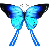 Zmeu fluture Wacorresi, 142x72cm, albastru, pentru copii, cu sfoară poliester 100m