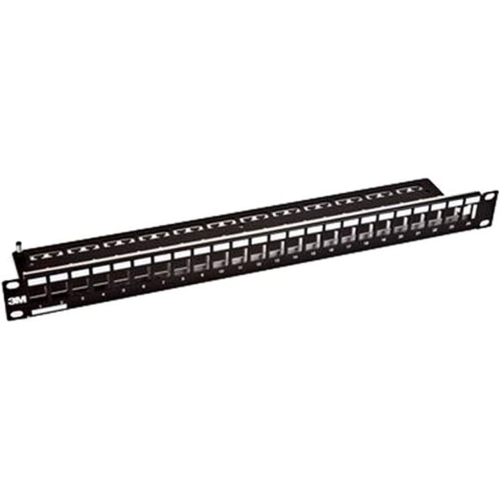 Patch panel 1U CORNING 24 RJ45-höz, fekete, alumínium
