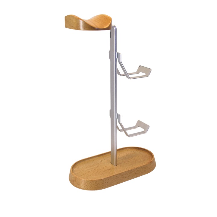 ORBER fejhallgató tartó, fém + fa, sárga, 320x180x75cm