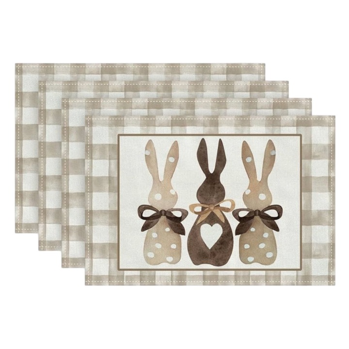 Set 6 servețele decorative poliester iepure, multicolor, 30x45cm