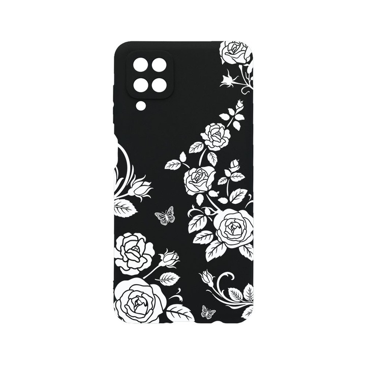 BestCase® Husa TPU Ultra Slim compatibila cu Samsung Galaxy A12, Floral -Black Rose, 1396478 B 2036