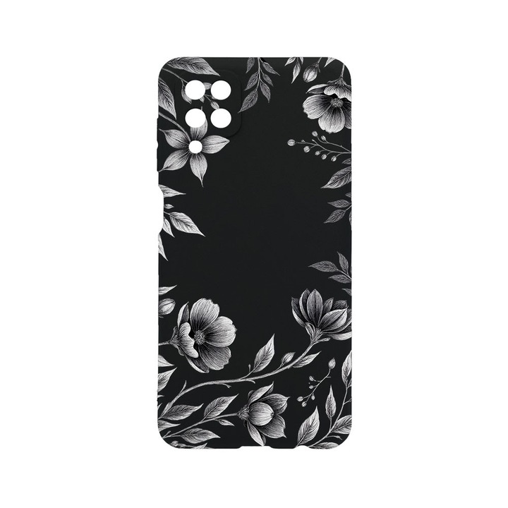 BestCase® Husa TPU Ultra Slim compatibila cu Samsung Galaxy A12, Black Floral, 1396478 B 2035
