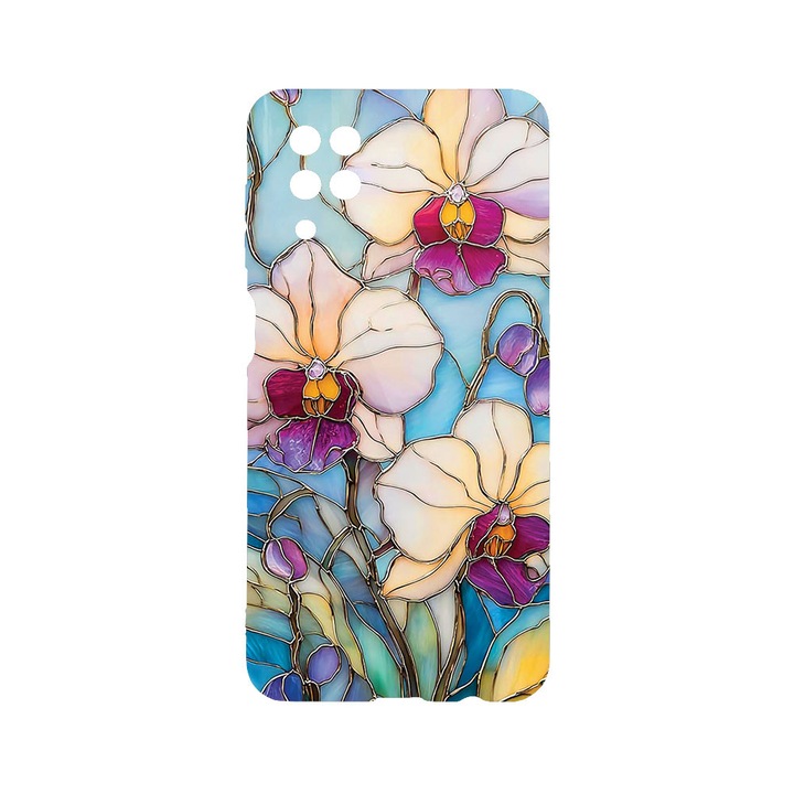 BestCase® Husa TPU Ultra Slim compatibila cu Samsung Galaxy A12, Floral - Stained Glass Orchid, 1396478 B 2061