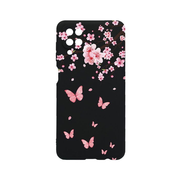 BestCase® Husa TPU Ultra Slim compatibila cu Samsung Galaxy A12, Pink Cherry Blossom & Butterflies, 1396478 B 2045