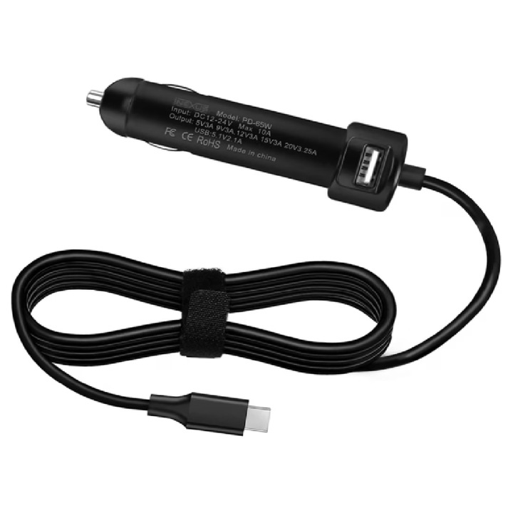 Încărcător auto pentru laptop INEXUS 65W USB-C, compatibil cu modele Asus, set de încărcare