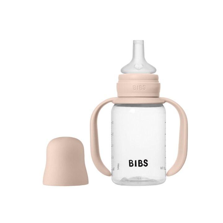 Set biberon Sippy Cup BIBS 150 ml, silicon, antipicurare, Blush