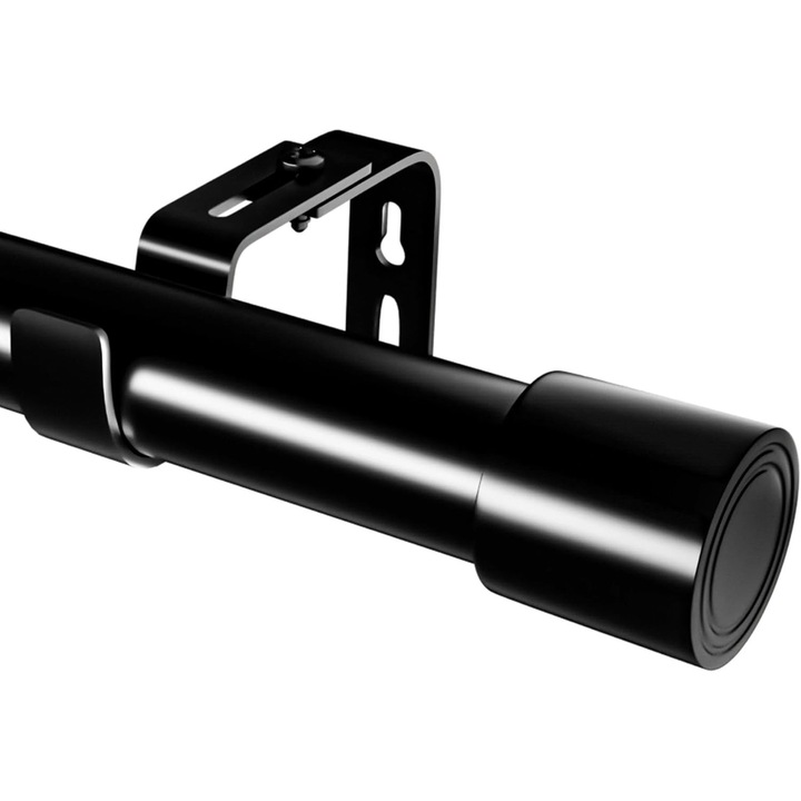 Galerie perdea metalică Rod&Trikin, extensibilă 67-120cm, montaj perete, culoare negru