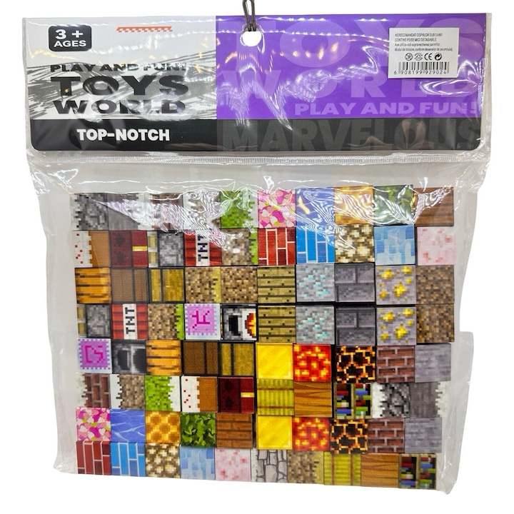 Set Cuburi Constructie magnetic Minecraft creativ multicolor joc educativ copii
