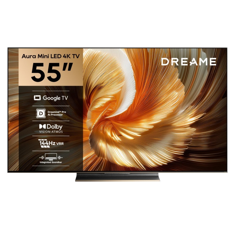 Smart televizor Dreame Aura Mini LED 55S100, 55", 139 cm, 3840×2160, 4K Ultra HD, QLED+, 144 Hz, Dreamind™ Pro AI, Negru