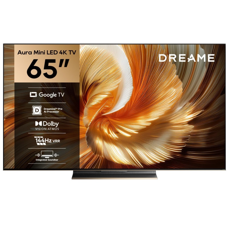 Smart televizor Dreame Aura Mini LED 65S100, 65", 164 cm, 3840×2160, 4K Ultra HD, QLED, 144 Hz, Dreamind™ Pro AI, Negru