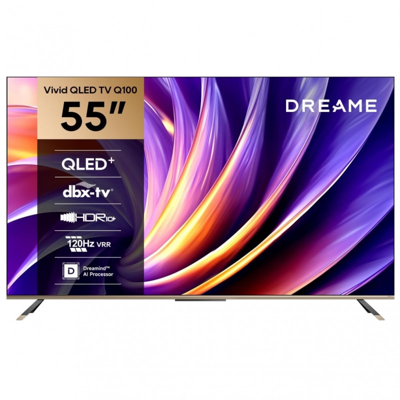 Smart televizor Dreame Vivid 55Q100, 55", 139 cm, 3840x2160, 4K Ultra HD, QLED, 120 Hz, Dreamind™ AI, Negru