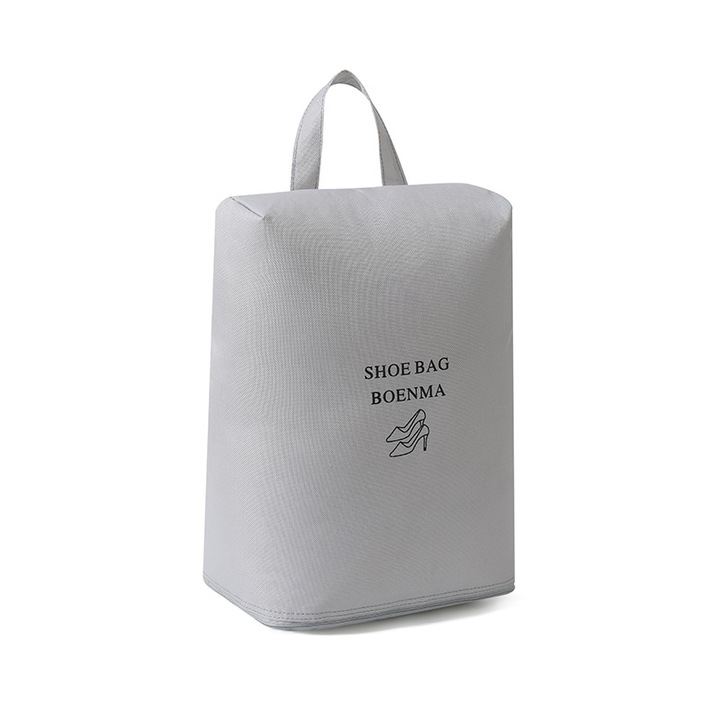 Sac pantofi Oxford voiaj depozitare, organizator incaltaminte material textil, husa pantofi calatorie, 32x22x13cm, 80g, gri deschis