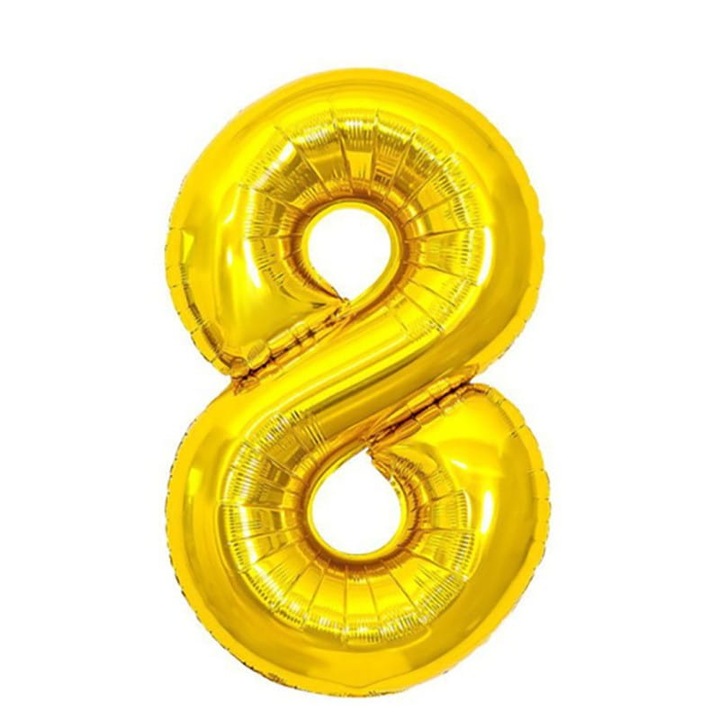 Balon foliowy cifra 8, zloty, 100 cm, set de decoratiuni