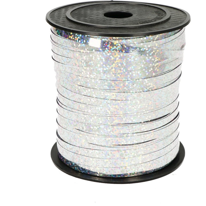 Lufiszalag szett 200m, ezüst holografikus, parti dekorációkhoz