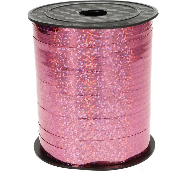 Lufi szalag szett, Party kellék, 200m, holografikus rózsaszín