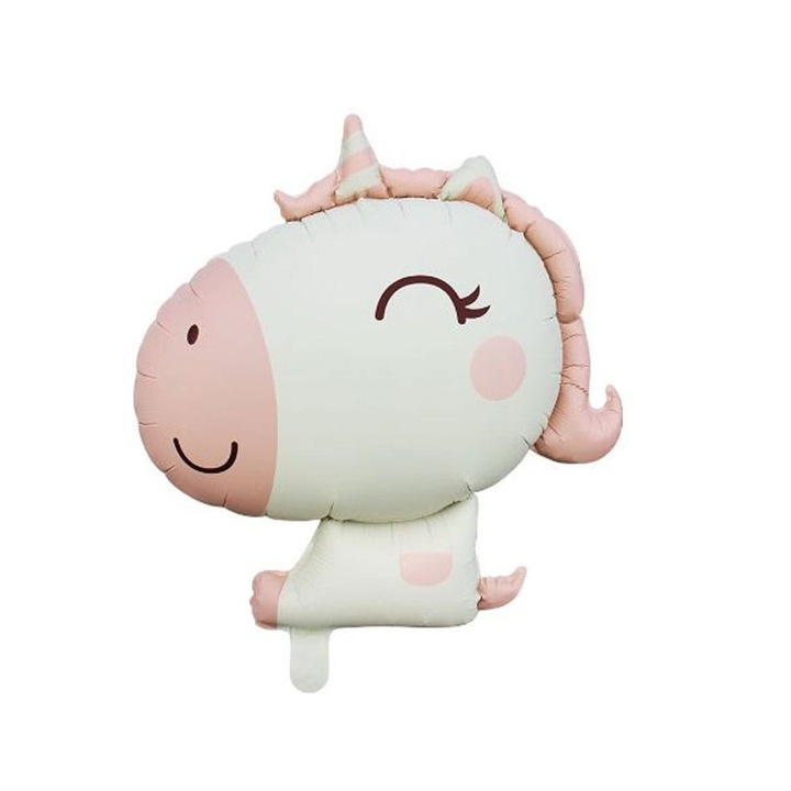 Balon Foliowy Unicorn, 65x78 cm, Bej-Roz, Set