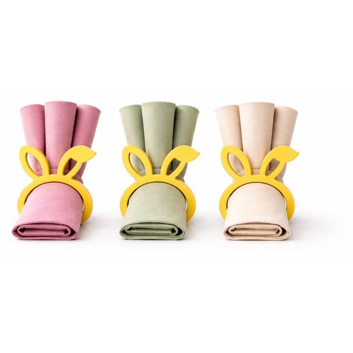 Suport Servetele Iepuras Set 4 Bucati, Suport Servetele Din Plastic PLA Design Cu Urechi, Suport Servetele Decorativ Pentru Masa Paste Evenimente, Suport Servetele Modern Pentru Masa Bucatarie Dining Cadou Tematic