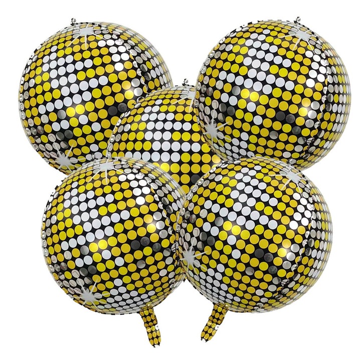 3D fólia lufi, gömb, 22" multicolor, 56cm, dekorációs szett partikra