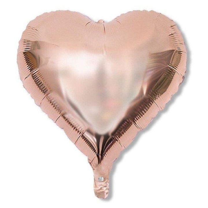 Fólia lufi 18", Szív, rózsaarany, 1 db-os szett