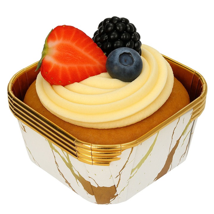 Set 50 forme de prajitura, Towar na Festyny, alb-auriu, 8x3,5cm