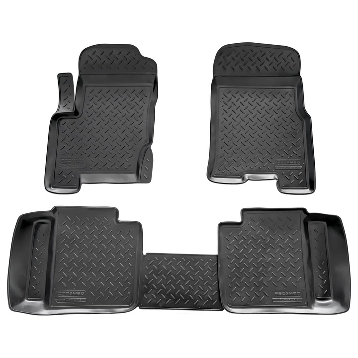 Set de 4 covorase cauciuc 3D stil tavita premium pentru SsangYong Korando din 2003-2006 cu 3 usi