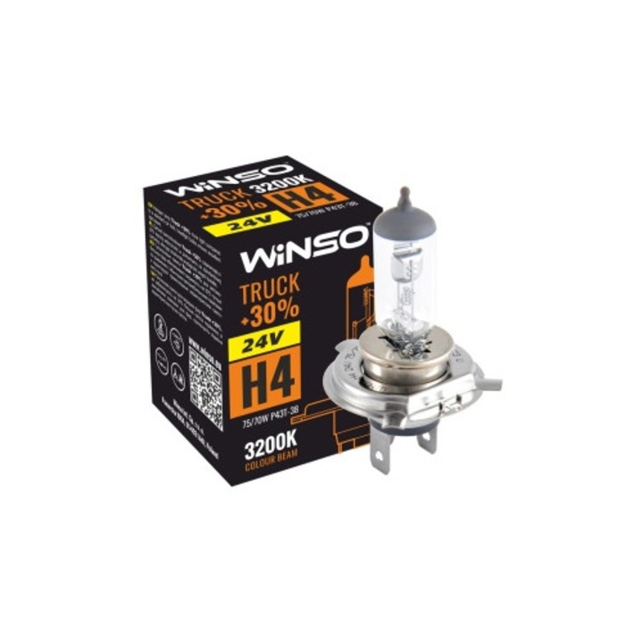Bec Halogen Winso Truck +30% H4 - 24V, 75/70W P43t-38 ● 3200K